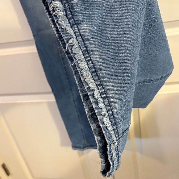 Denim Blue Distressed Jumpsuit - Picture 14 of 16